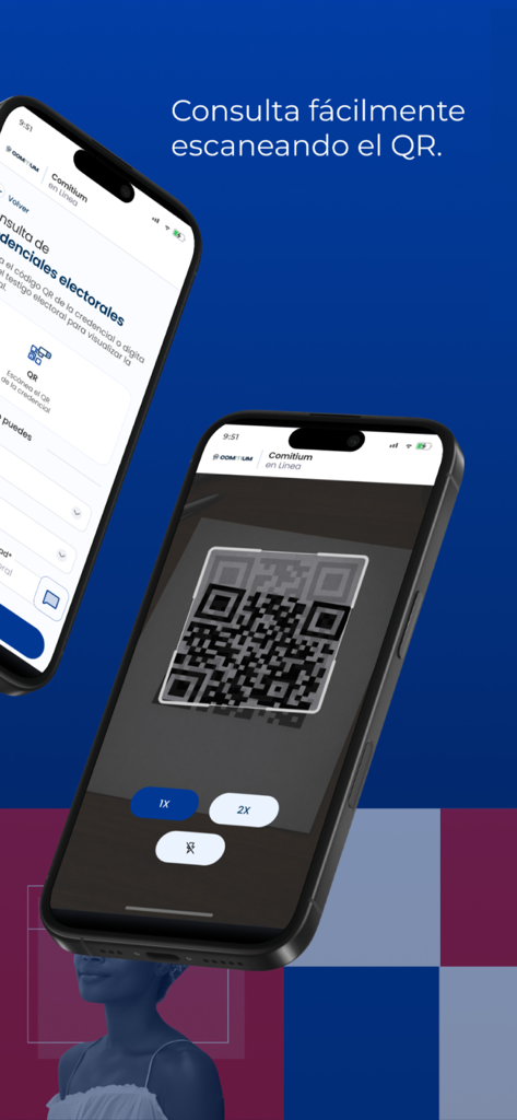 Comitium en línea - Mobile App-Oberfläche zum Scannen von QR-Codes zur Überprüfung von Wahlberechtigungsnachweisen