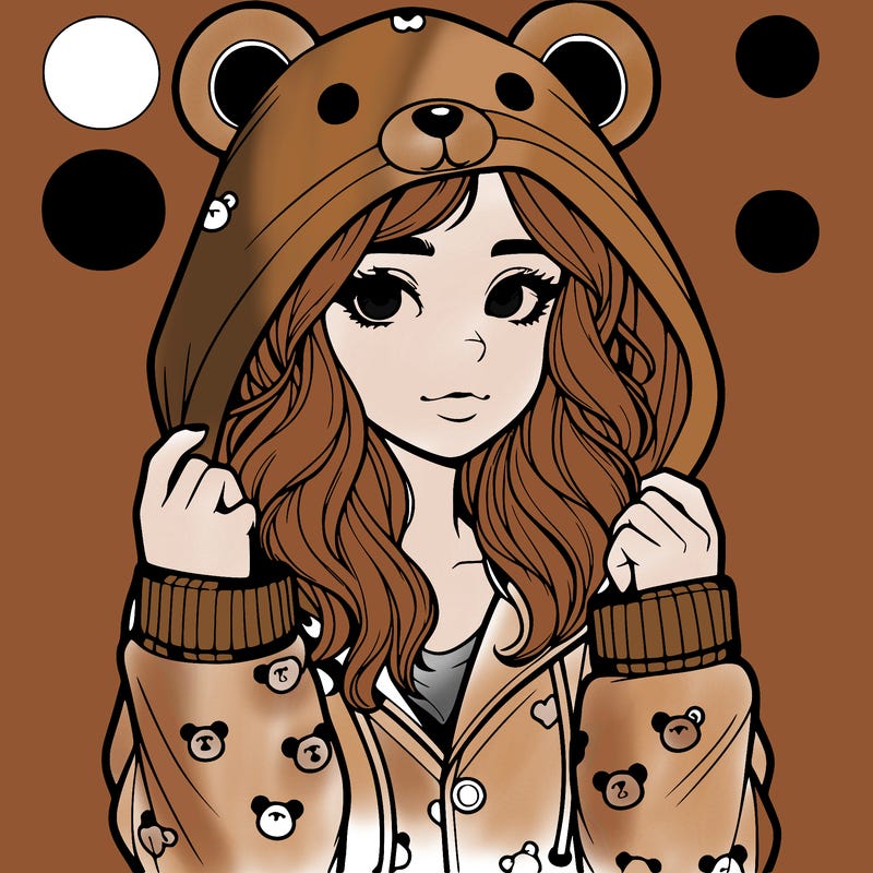 realistic girl in a animal pjs hoodie