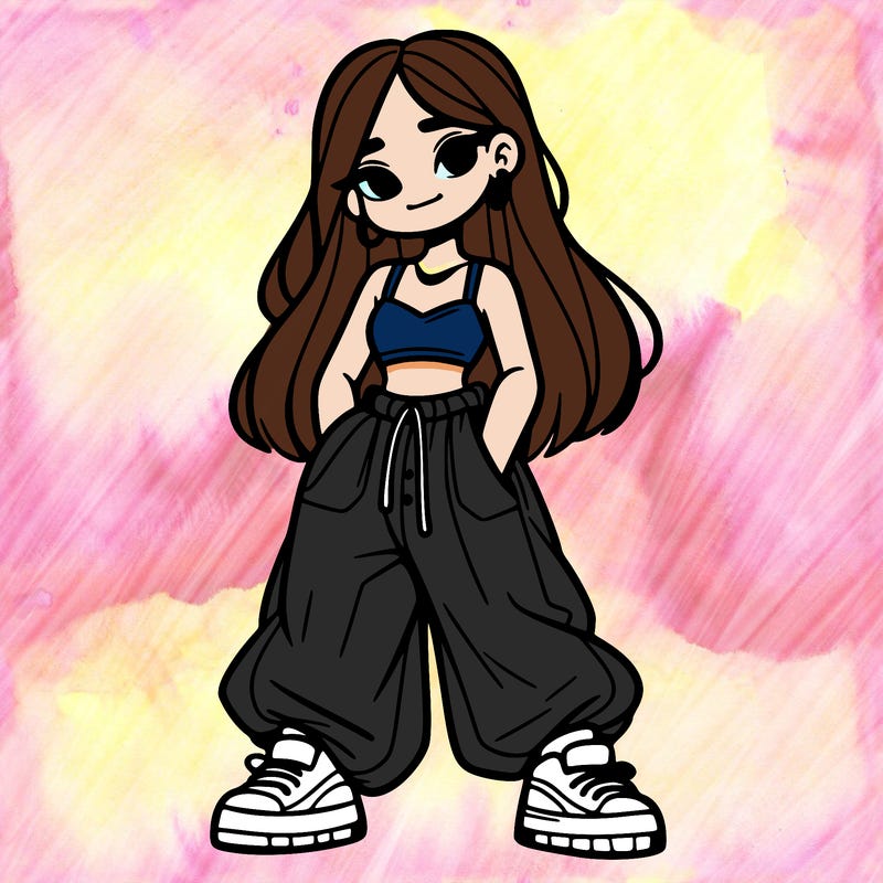 girl in crop top and baggy pants