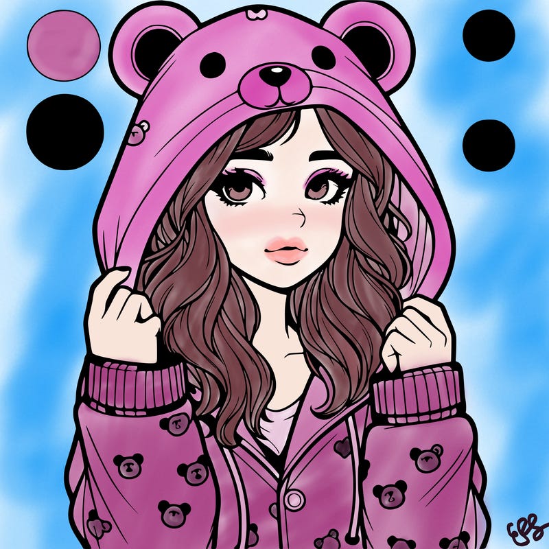 realistic girl in a animal pjs hoodie