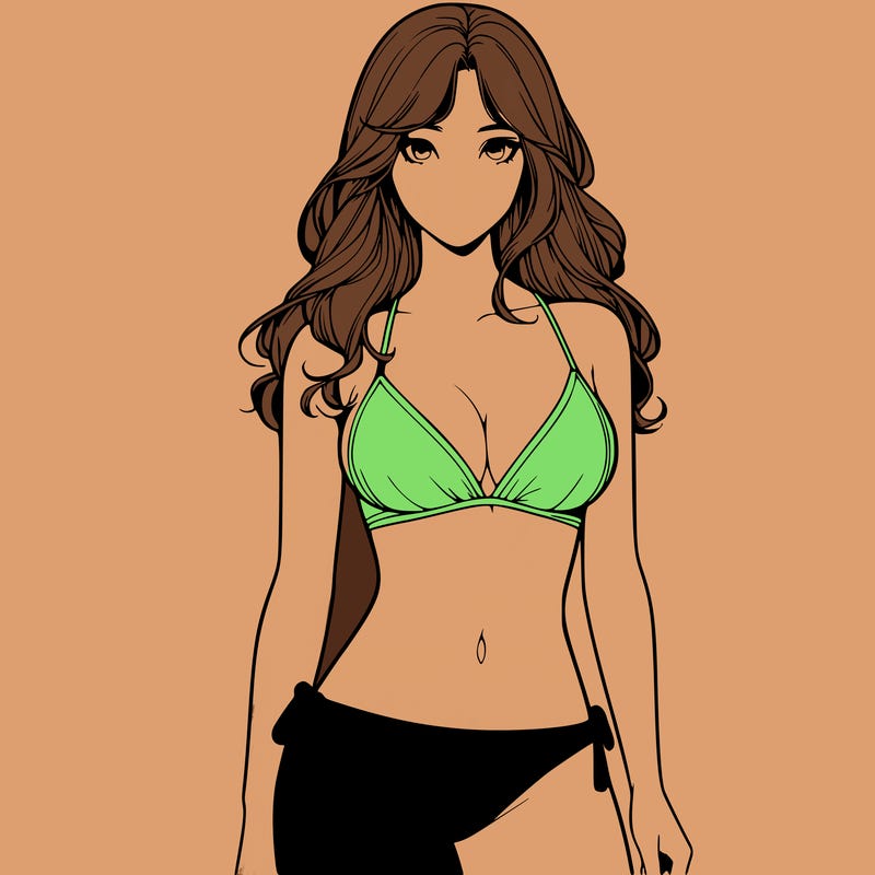 realistic girl with a revealing swimsuit