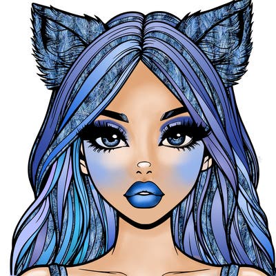 realistic girl with fox ears and realistic lips