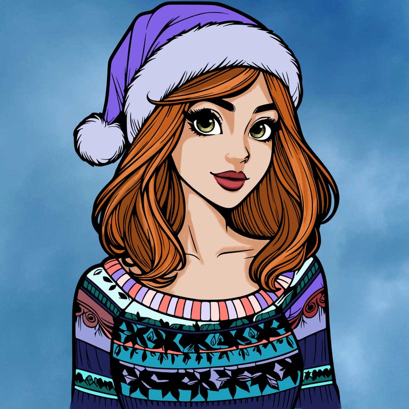 realistic lady in a christmas sweater