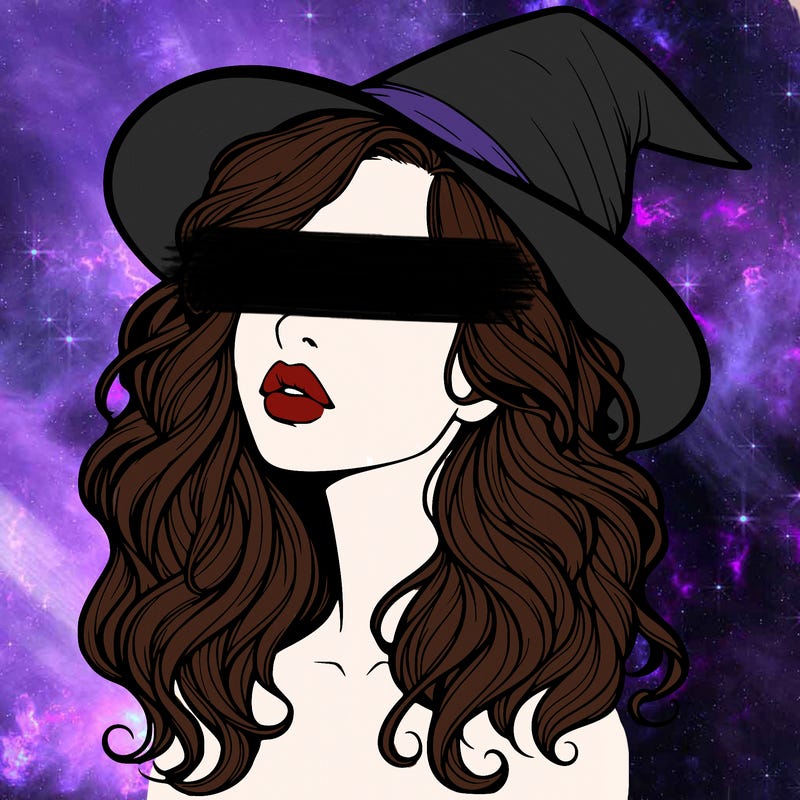 realistic witch girl with wavy hair and lips