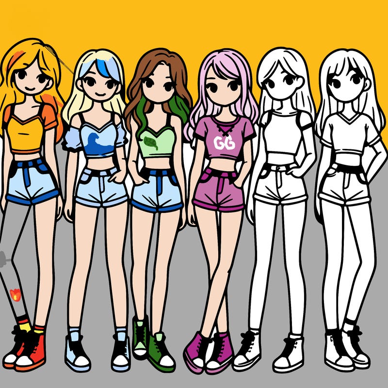 a group of girls wearing crop tops and shorts