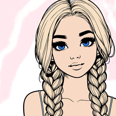 realistic girl with braids