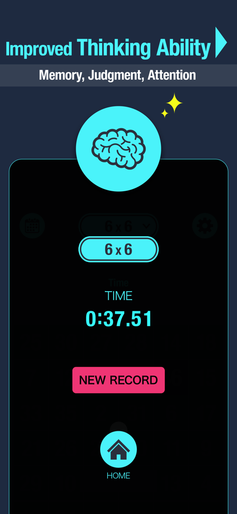 Peripheral Vision Trainer - Pantalla que muestra un nuevo récord en la aplicación Entrenador de Visión Periférica para memoria y atención