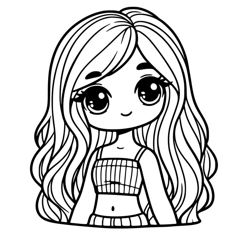 little girl with crop top and long hair