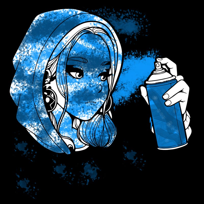 a realistic girl, spray painting