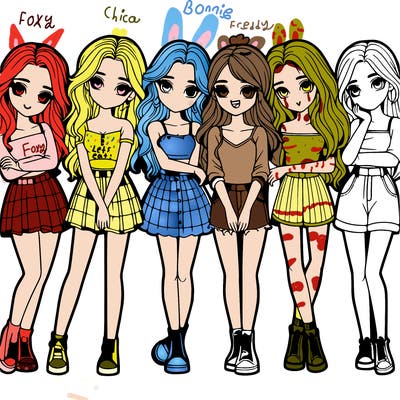 a group of girls realistic