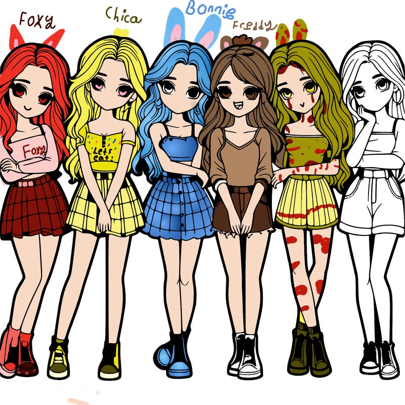 a group of girls realistic