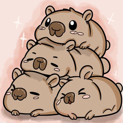 kawaii pile of capybara