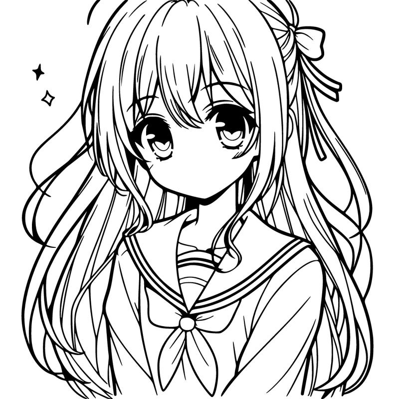 manga girl with long hair