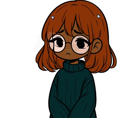 sad girl with glasses in a sweater