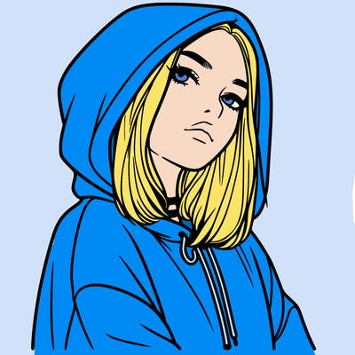 a realistic girl in a hoodie
