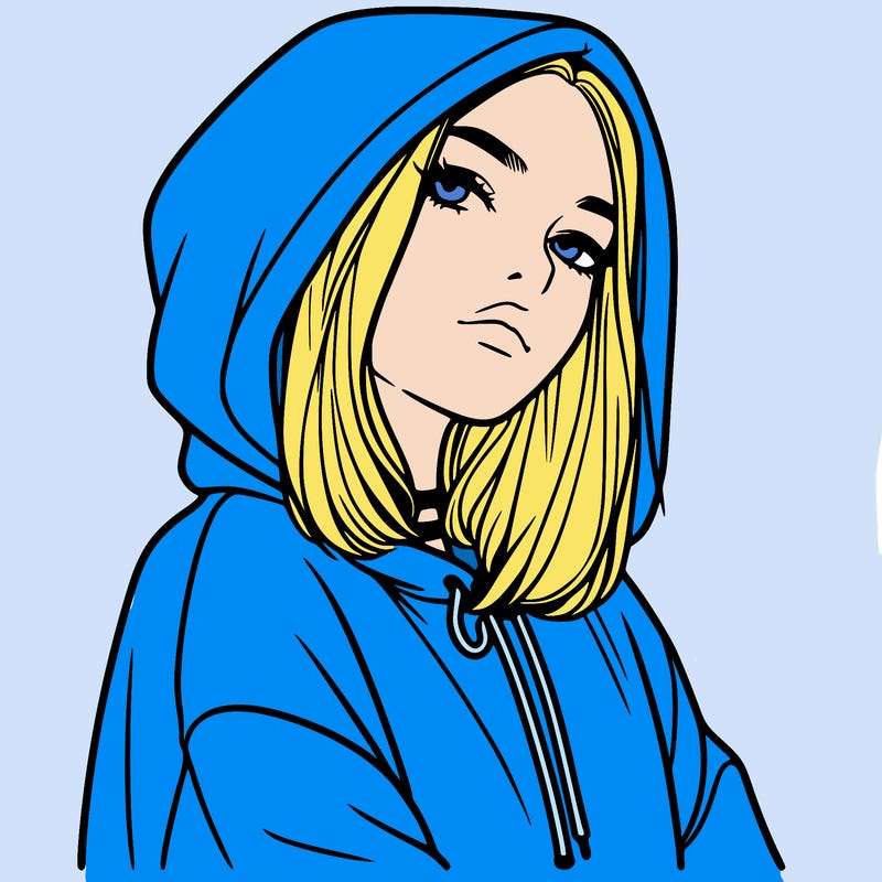 a realistic girl in a hoodie