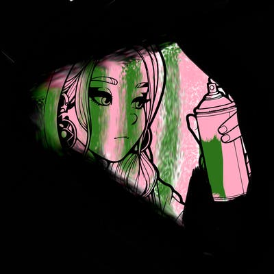 a realistic girl, spray painting