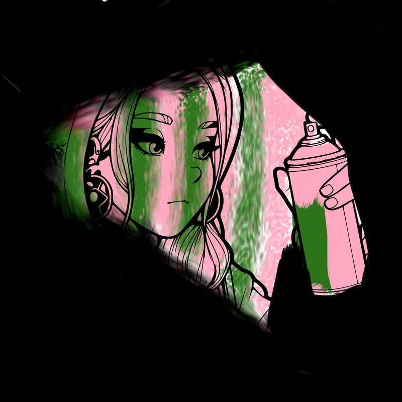 a realistic girl, spray painting