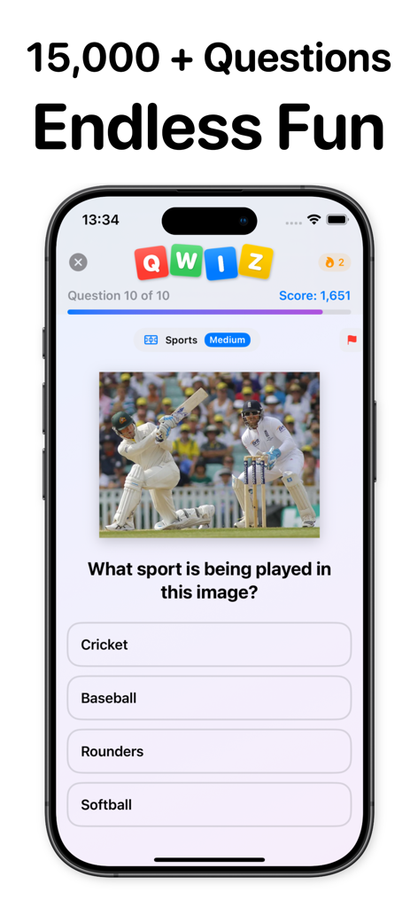 Qwiz: Daily Quiz, Trivia Game - Qwiz trivia app screen showing a sports question with multiple choice options
