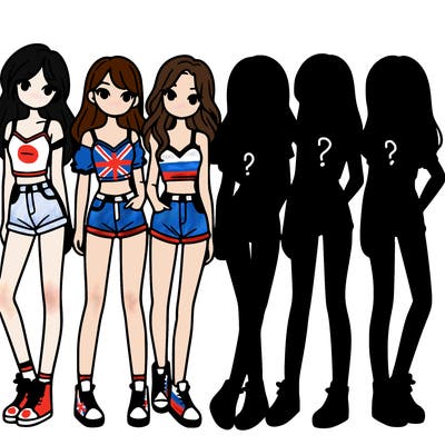 a group of girls wearing crop tops and shorts
