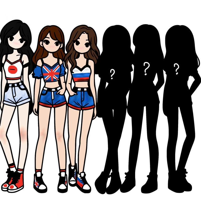 a group of girls wearing crop tops and shorts