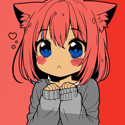 shy anime catgirl
