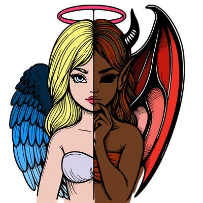 realistic angel half demon