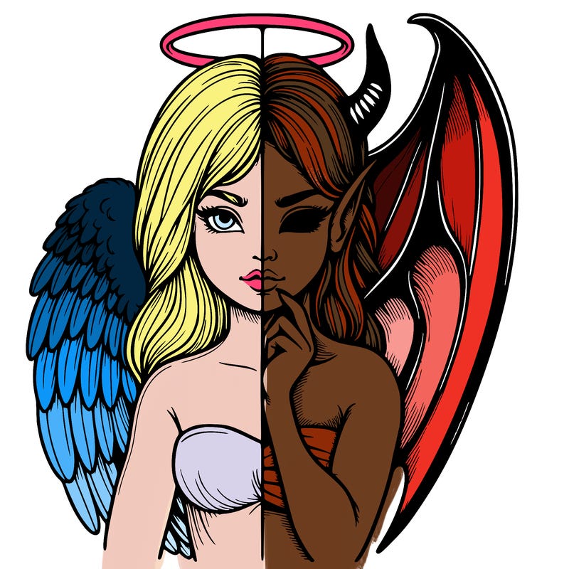 realistic angel half demon