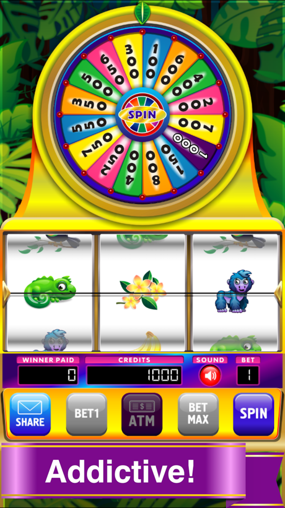 King Ape Slots Free Slot Machine - King Ape Slots gameplay featuring a colorful prize spin wheel and jungle-themed slot reels