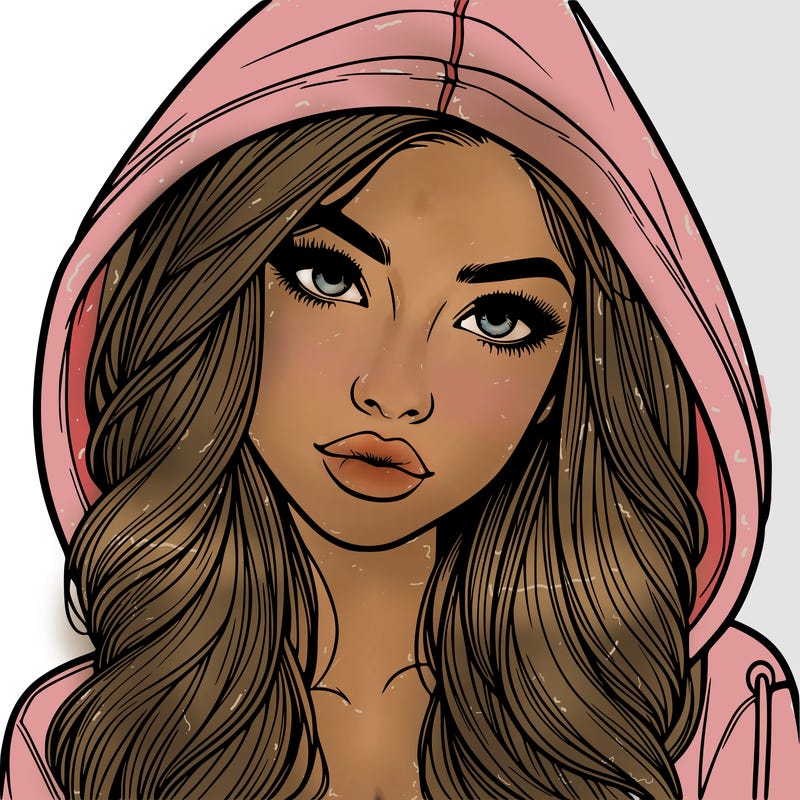 realistic beautiful girl with a hood on