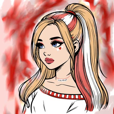 realistic girl with a high ponytail