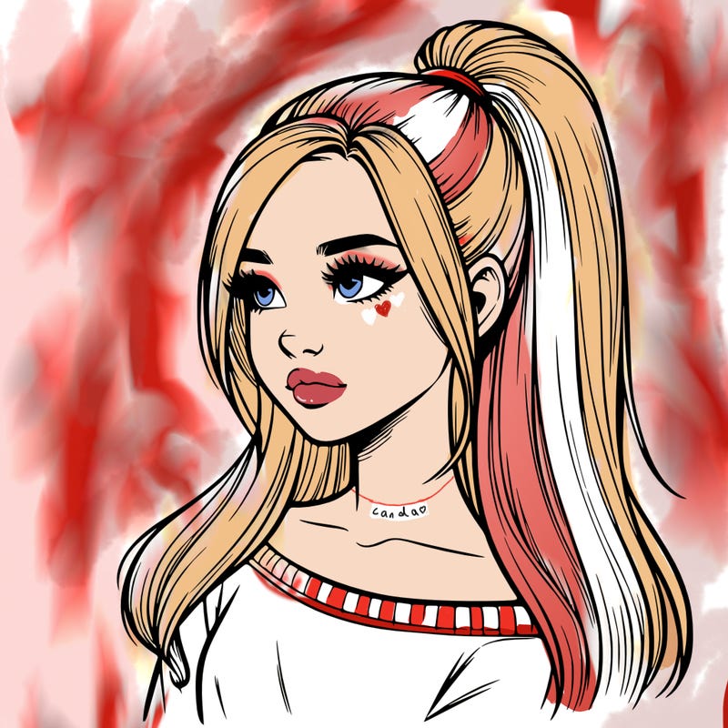 realistic girl with a high ponytail