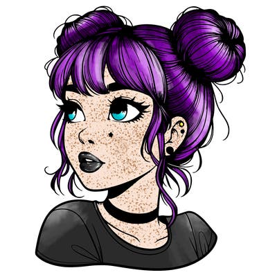 realistic girl with spacebuns