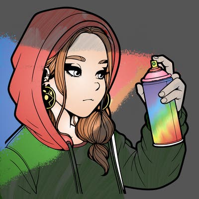a realistic girl, spray painting