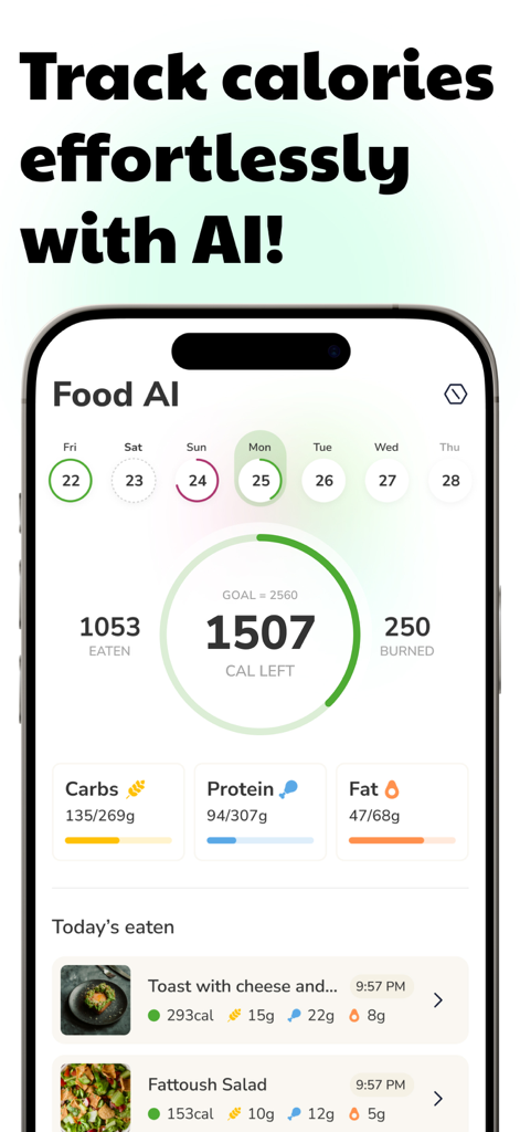 AI Food Scanner: Track Calorie - AI Food Scanner dashboard displaying calorie goal progress and daily macro tracking