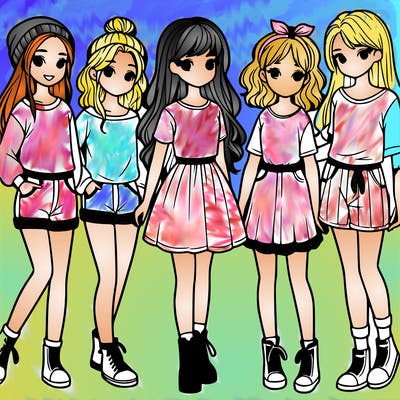 a group of five girls