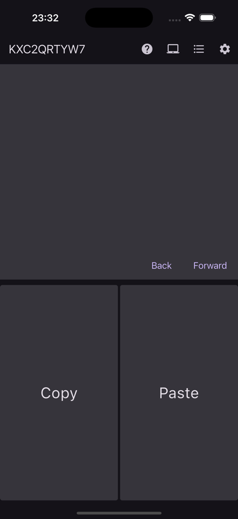 Remote Keyboard & Mouse - Smartphone app interface showing a remote trackpad with copy and paste shortcut buttons