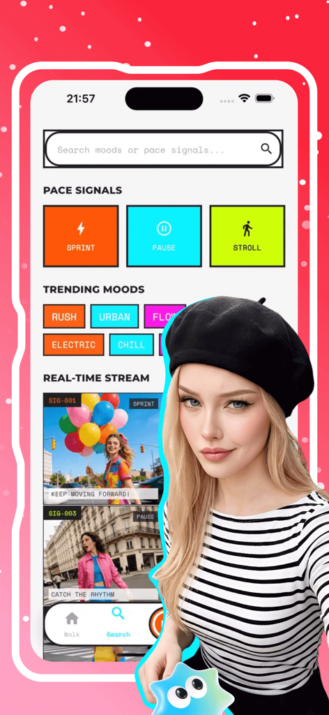 Covol - Covol app interface with pace signals trending moods and real time stream