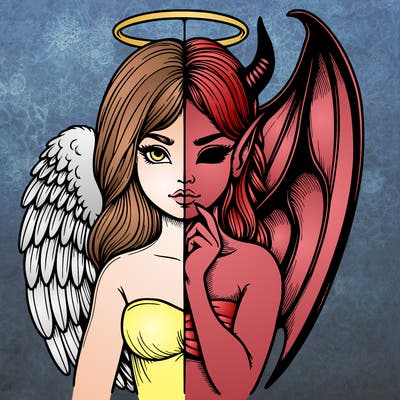 realistic angel half demon