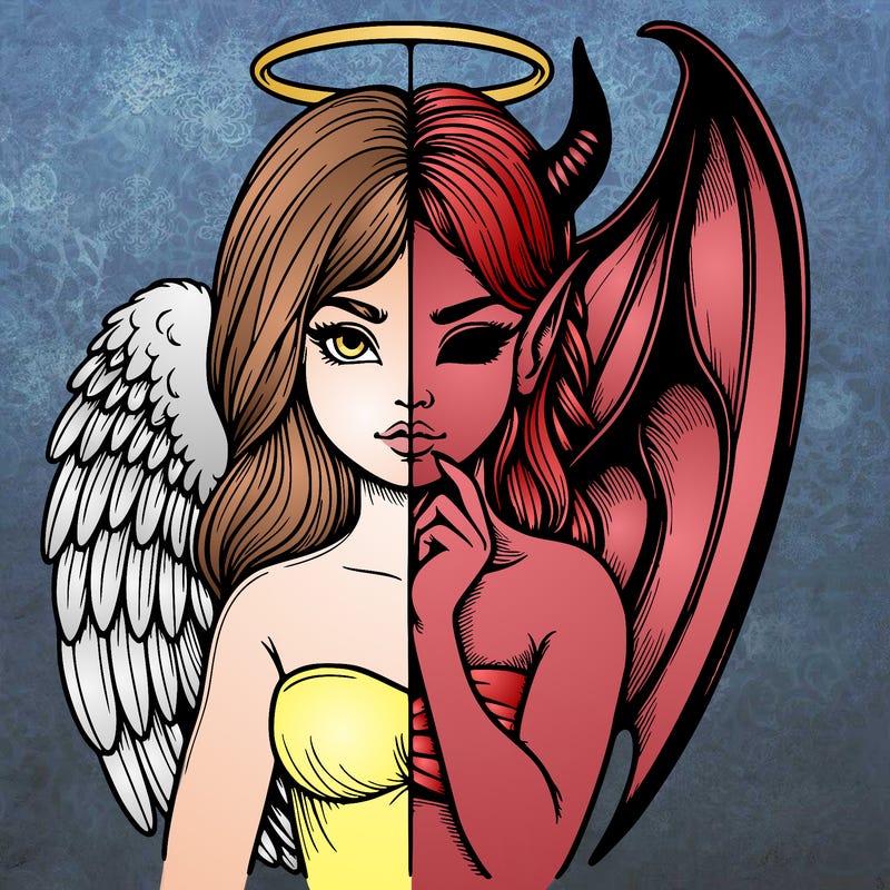 realistic angel half demon