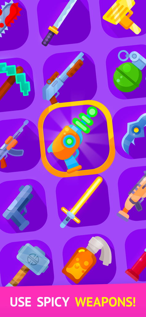 Pinatamasters - Pinatamasters 앱의 알록달록한 무기 아이콘 그리드
