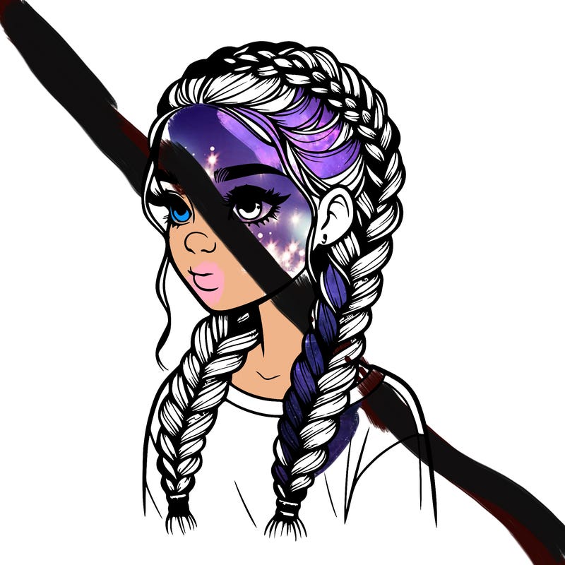 realistic girl with braids