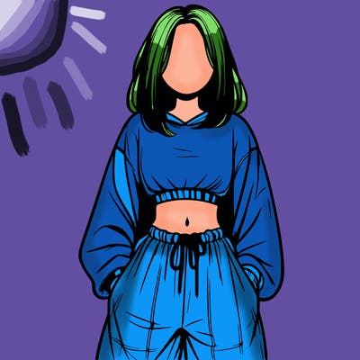 realistic girl faceless with baggy pants and a crop top