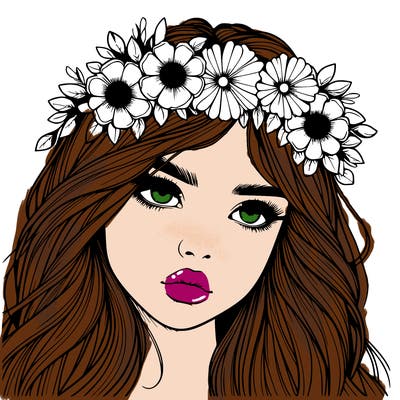 realistic girl with flowers crown