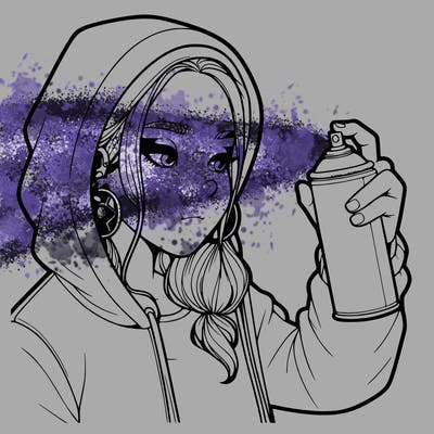 a realistic girl, spray painting