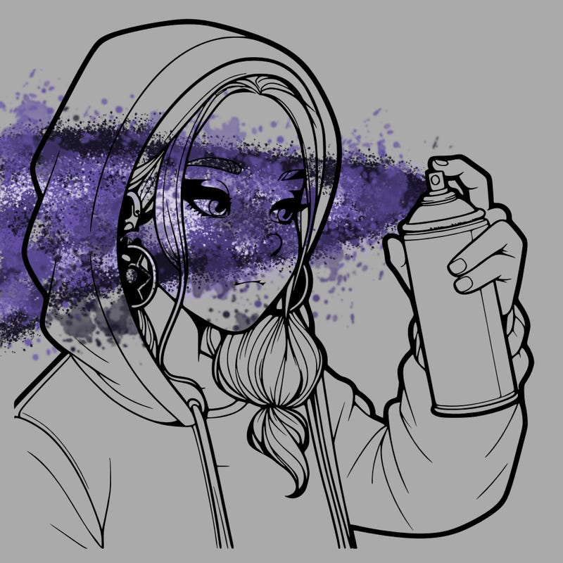a realistic girl, spray painting