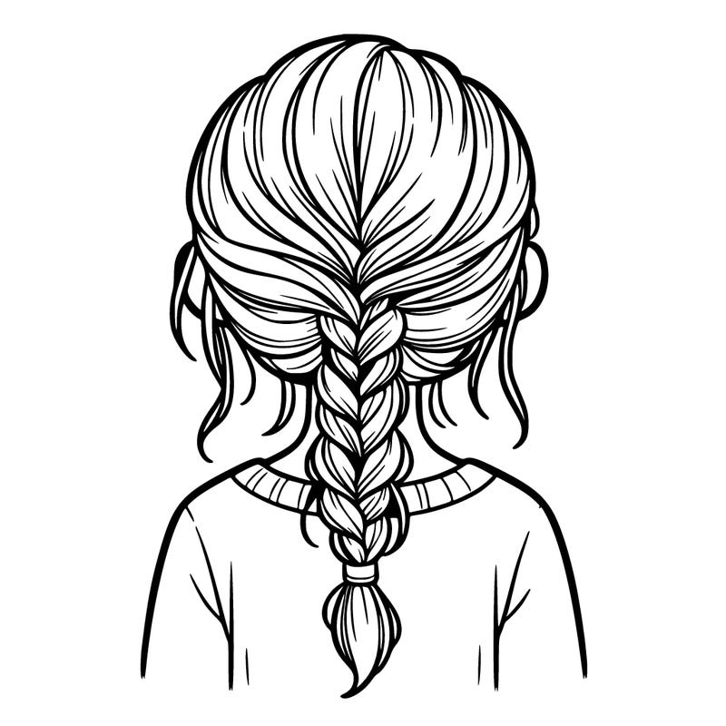 back view of girl with a plat in her hair