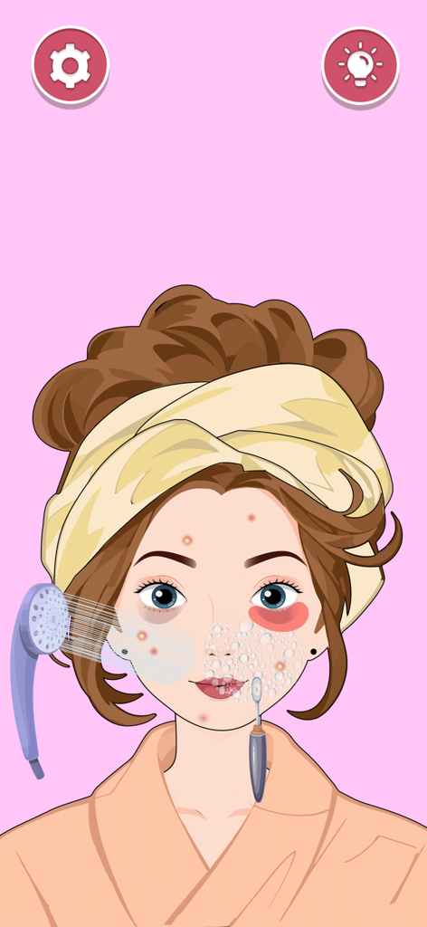 Satisfy Perfect Tidy Satisroom - Un personaje que se somete a una rutina de cuidado de la piel relajante con spray de agua y herramientas de belleza