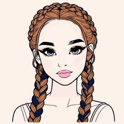 realistic girl with braids