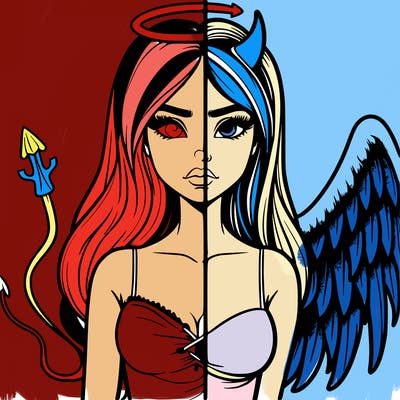 devil vs angel realistic girl